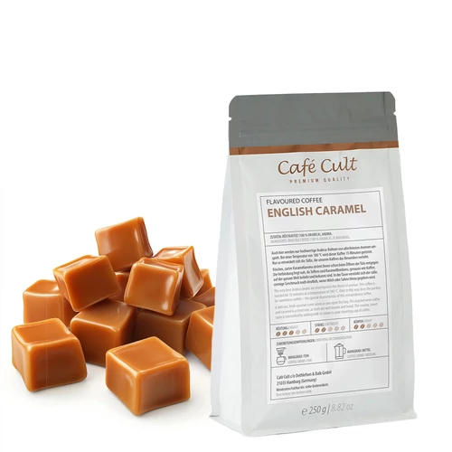 Café Cult - ízesített pörkölt szemes kávé - Angol Karamell 250g